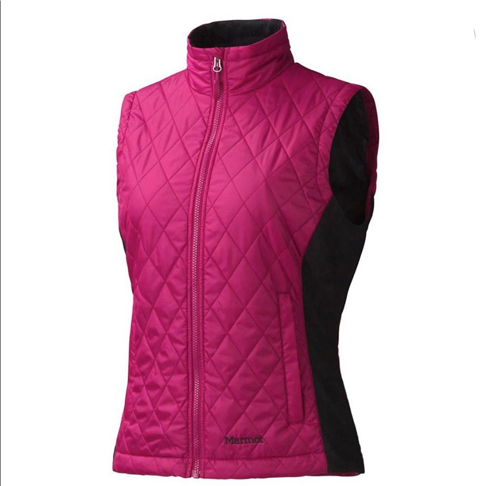 Marmot Kitzbuhel Quilted Vest Raspberry Pink & Black size Small - Picture 2 of 15